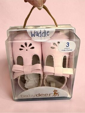Baby Deer Pink Bow Baby Girl Shoes Waddle Collection